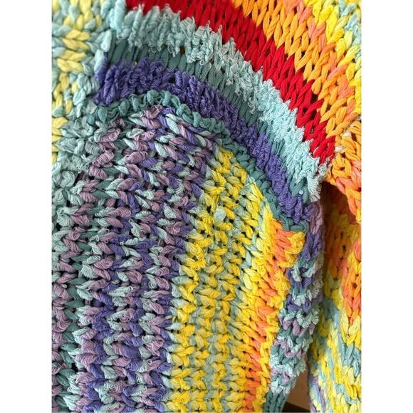 NWOT Free People Beach Market Cardigan Rainbow Loose Chunky Knit Small - Picture 9 of 12